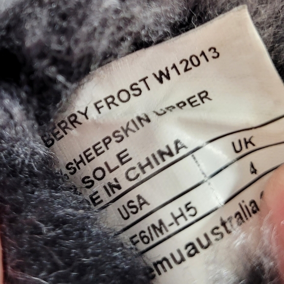 EMU Australia Mayberry Frost Fuzzy Charcoal Gray Sheepskin Slipper Shoe - Size 6 - Picture 9 of 9